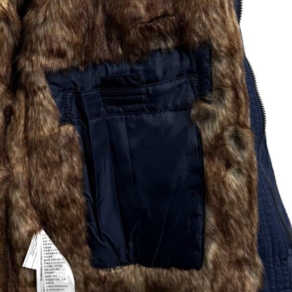 HOLLISTER Faux Fur Lined Twill Parka Coat Blue Men’s M Epic Flex Heritage NEW - Picture 11 of 14